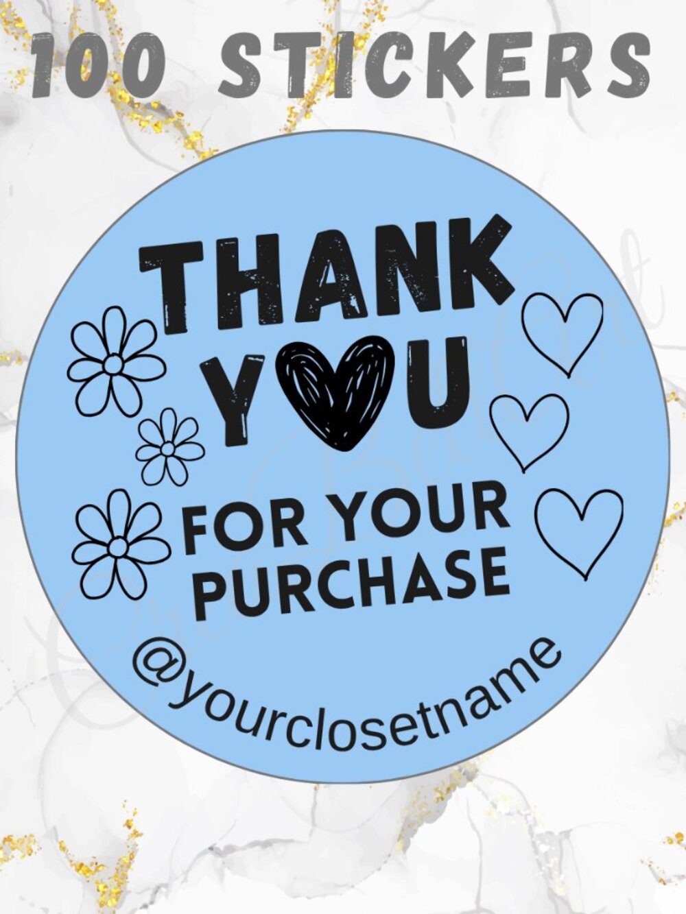 100 Thank you Stickers Thermal 2"